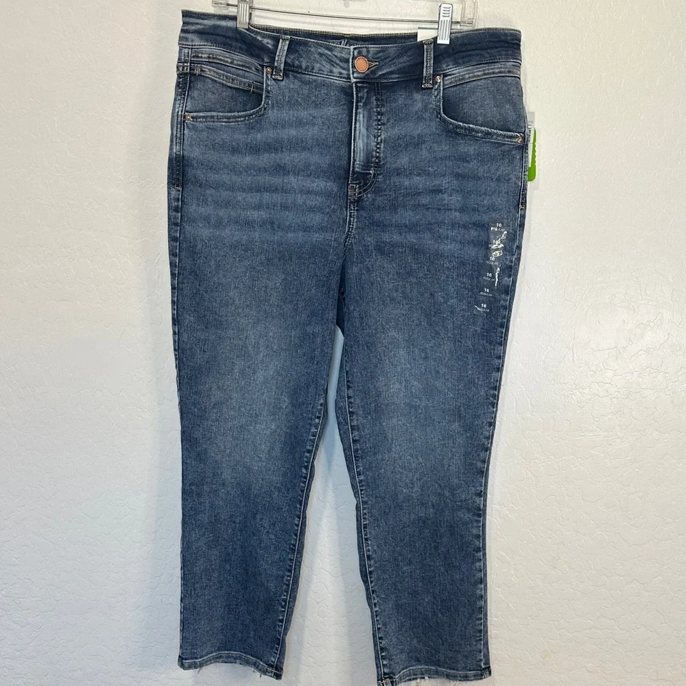 NWT Maurice’s Blue womens 16 high rise Jeans 27” ankle slim straight‎ stretch